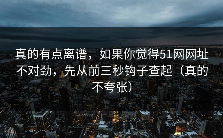 真的有点离谱，如果你觉得51网网址不对劲，先从前三秒钩子查起（真的不夸张）