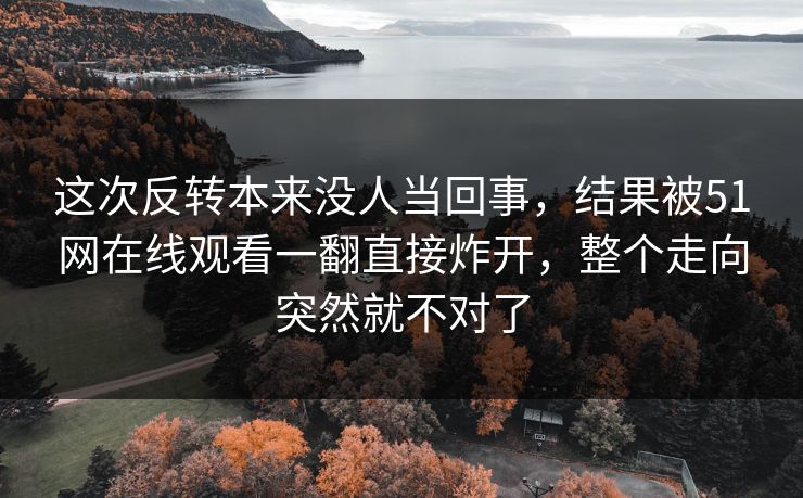 这次反转本来没人当回事，结果被51网在线观看一翻直接炸开，整个走向突然就不对了  第1张