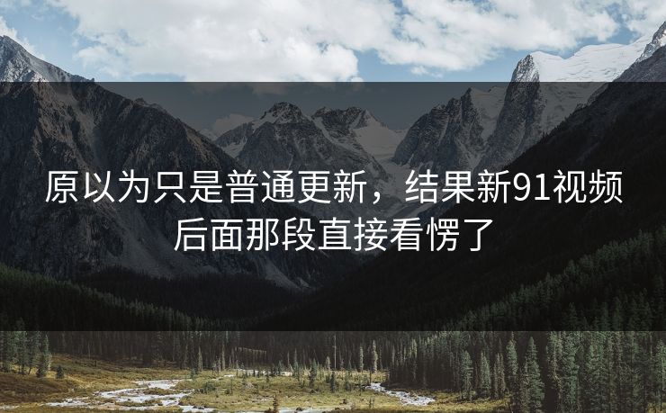 原以为只是普通更新，结果新91视频后面那段直接看愣了